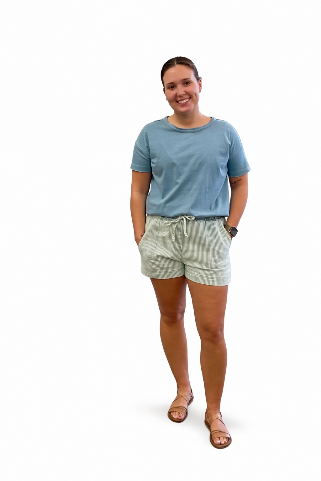 THE TAYLOR PINSTRIPE DENIM SHORTS