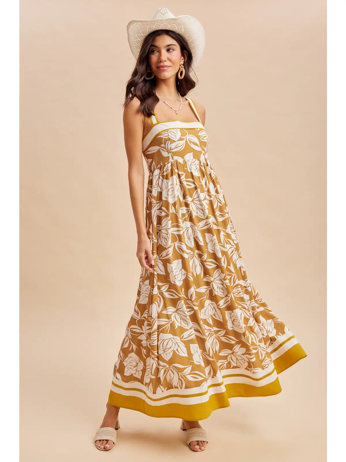 THE SADIE FLORAL MAXI DRESS - mustard