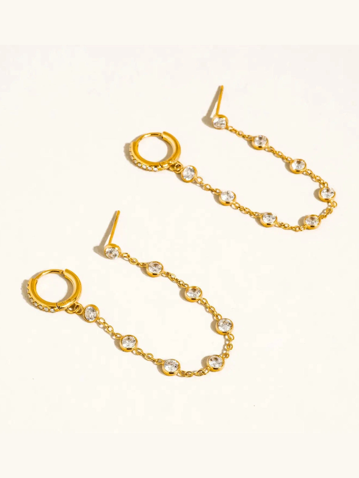 THE DAFFIRA 18K GOLD/CRYSTAL CHAIN LINK EARRINGS