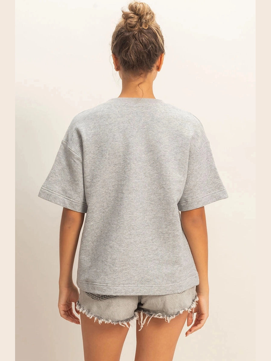 THE BETHANY CREWNECK TOP - grey