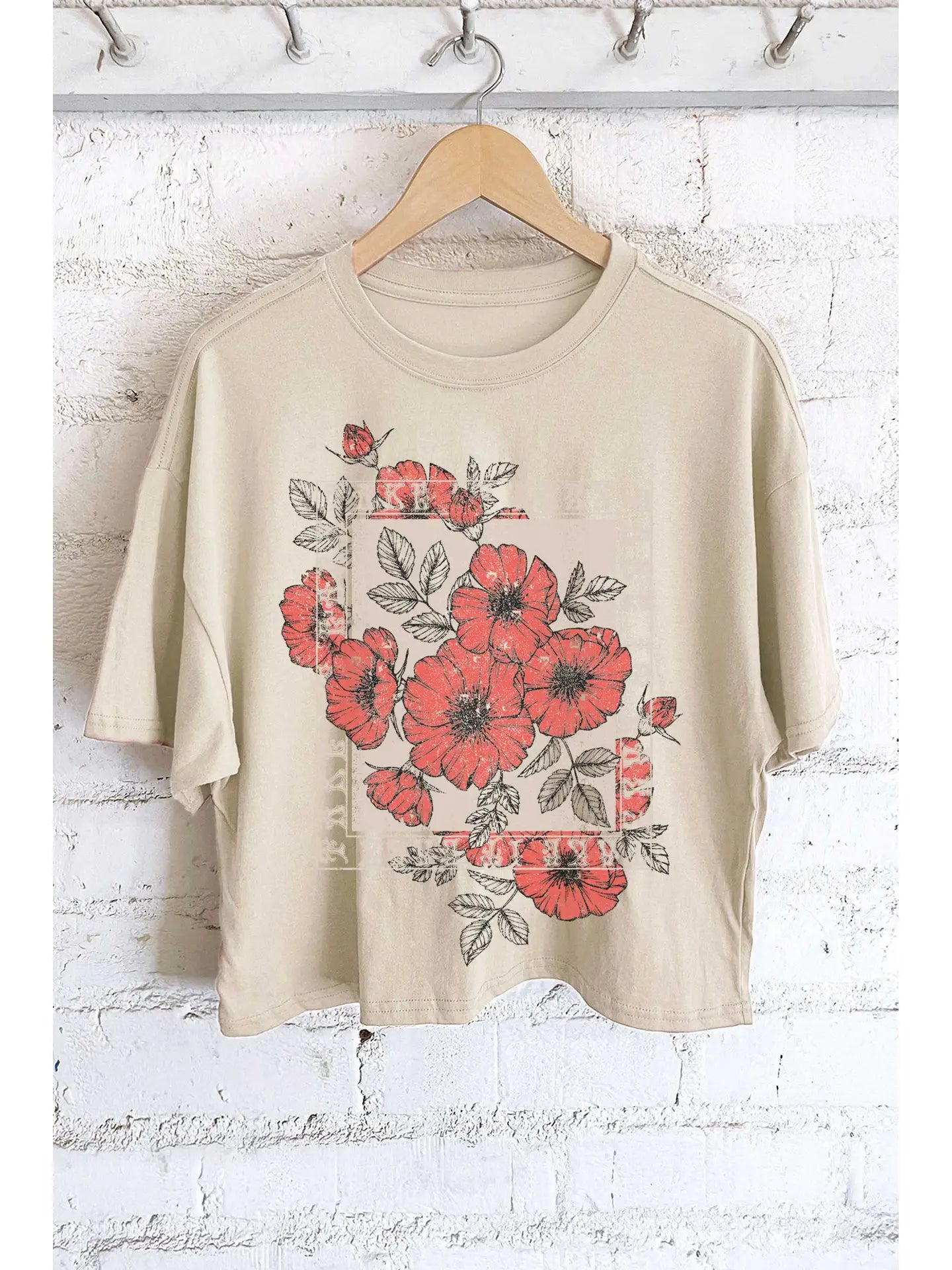 THE TAKE IT EASY FLOWER GRAPHIC TEE - khaki
