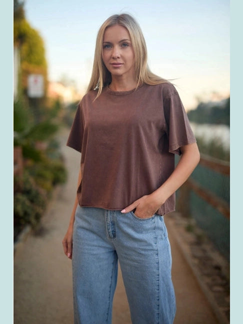 THE PENELOPE MINERAL WASH TOP - expresso