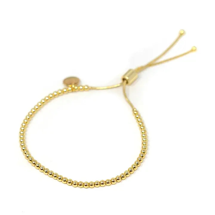 ADJUSTABLE 3MM BEAD BRACELET - gold