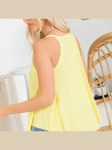 THE TASHA V NECK KNIT JERSEY SUMMER TANK - yellow