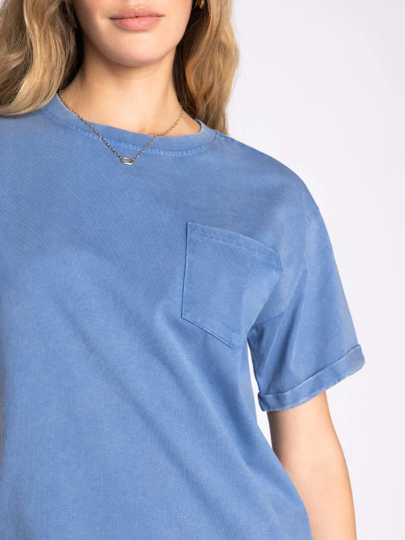 THE CHARLIE KICKBACK POCKET DRESS - denim blue