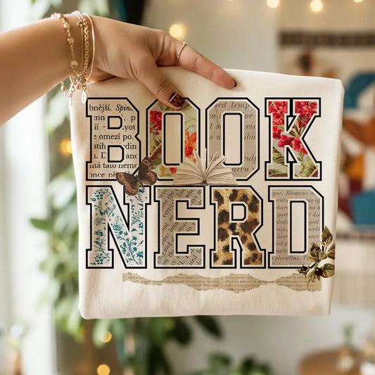 THE BOOK NERD GRAPHIC TEE - natural