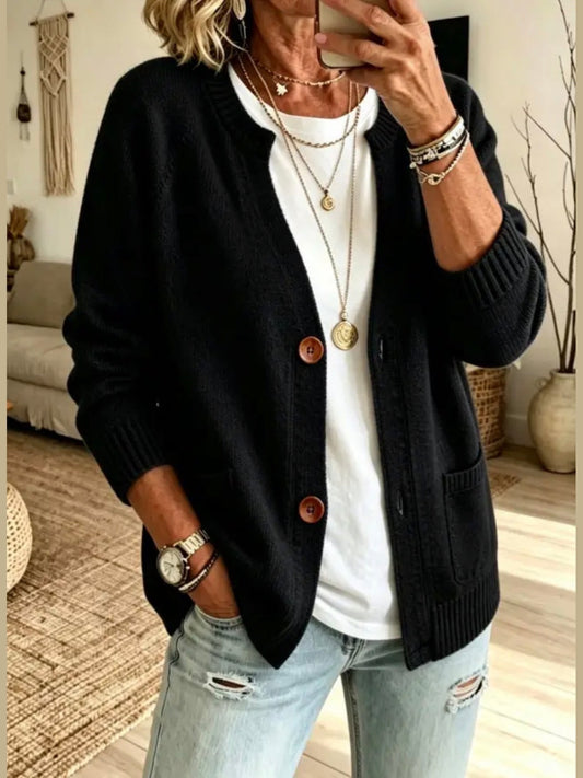 THE CASSIE GO TO CARDIGAN - black