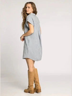 THE CRESCENT STRIPED DRESS - blue
