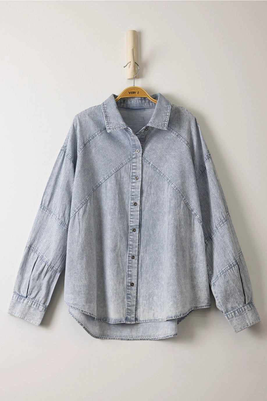 THE MICHELLE WASHED STRIPED CHAMBRAY COTTON SHIRT