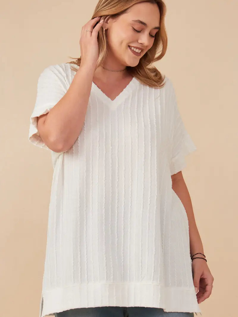 THE HANNAH CABLE KNIT DOLMAN V NECK TUNIC