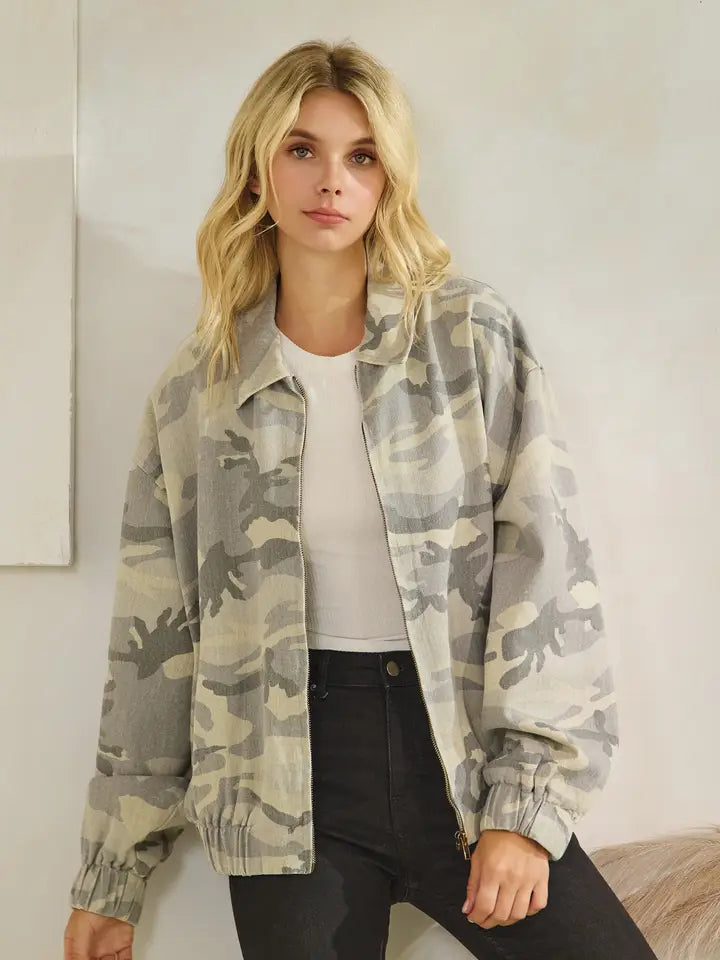 THE HARPER WASHED CAMO BOMBER JACKET