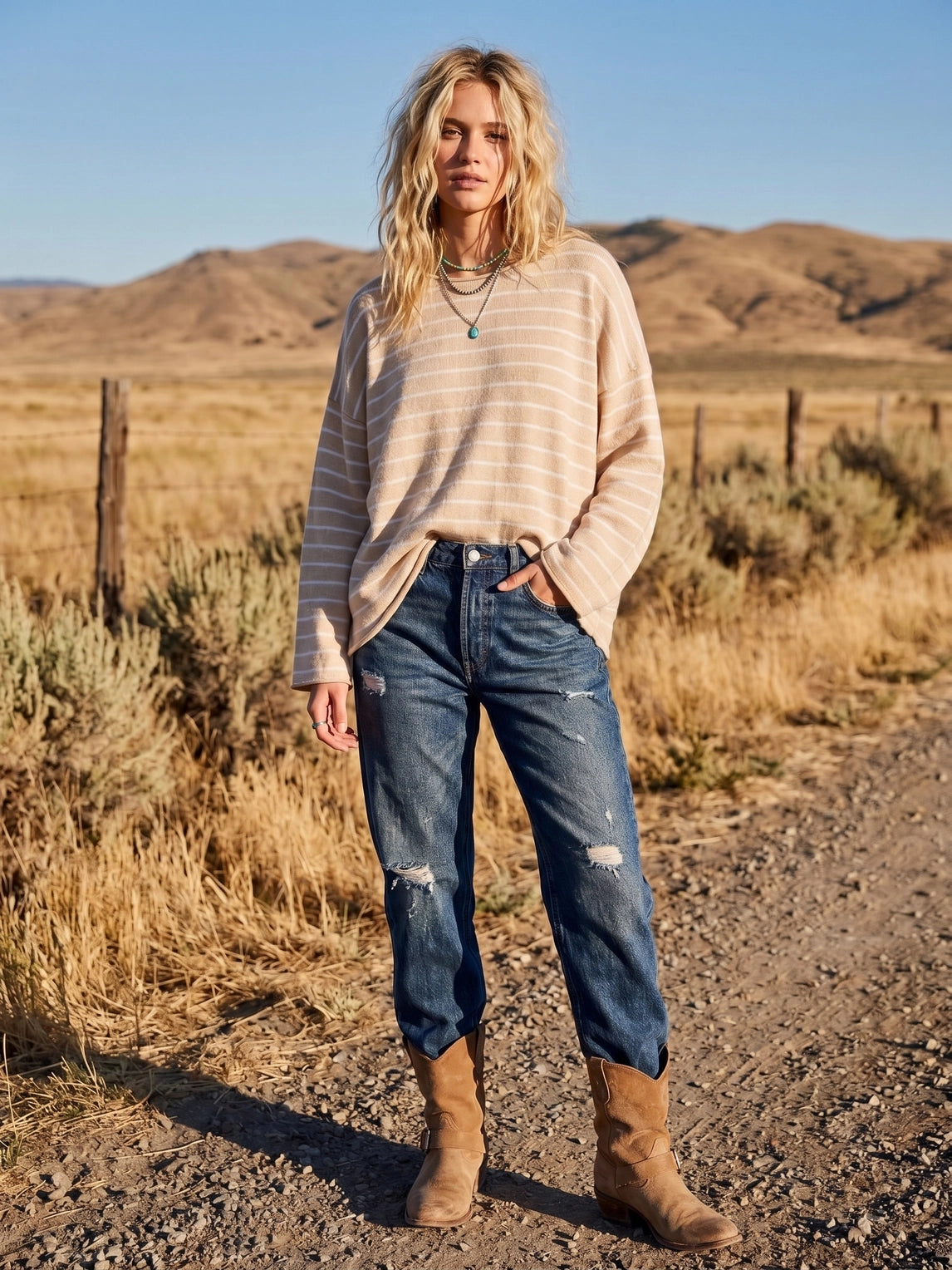 THE JORDAN OVERSIZED STRIPED SWEATER - oatmeal