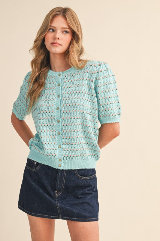 THE MYRA FLORAL BUTTON DOWN SPRING SWEATERS - 2 colors