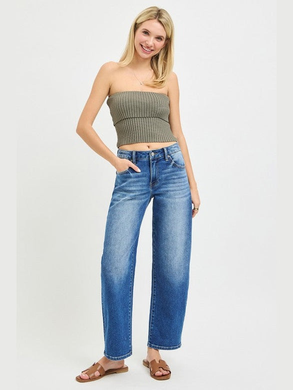 THE NADINE MEDIUM WASH BARREL DENIM