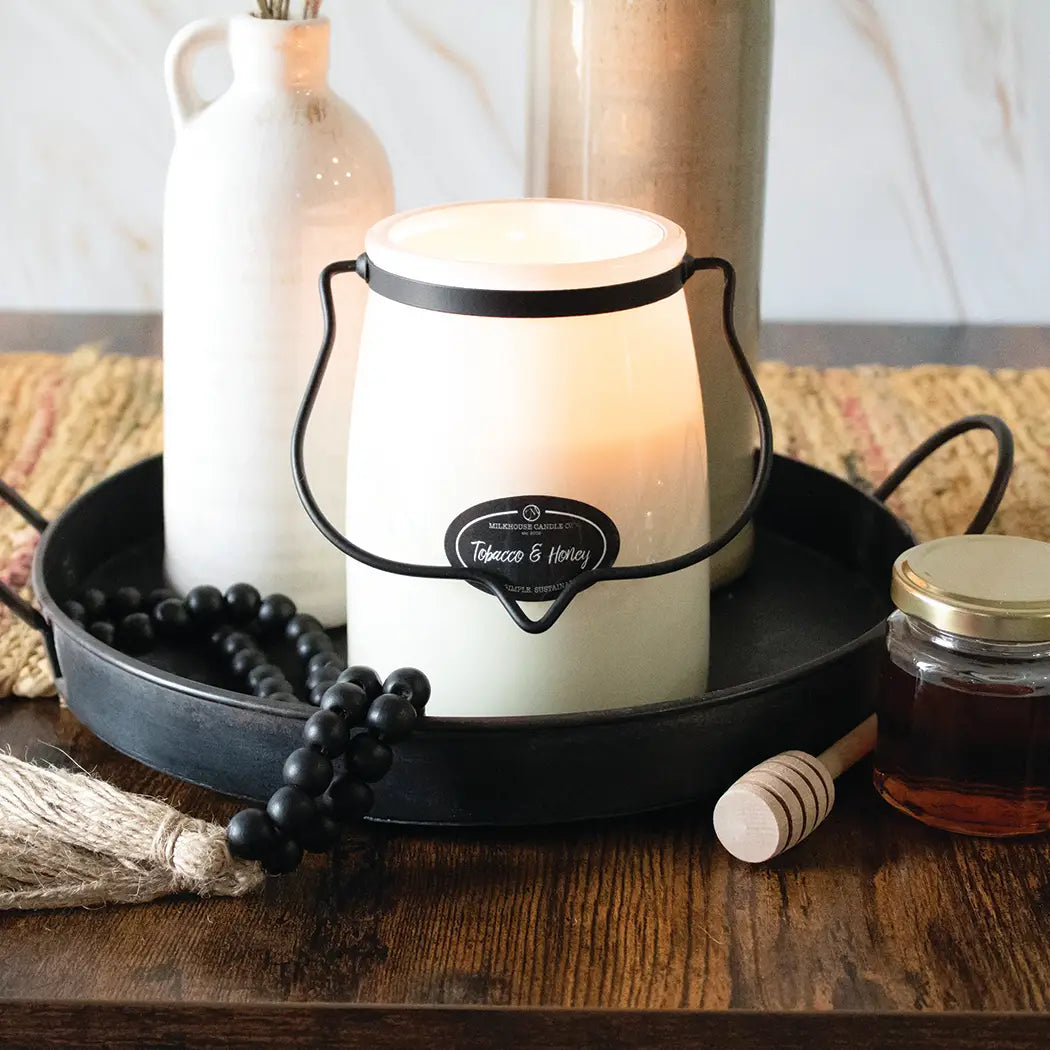 MILKHOUSE 22OZ. BUTTER JAR CANDLE - Tobacco & Honey