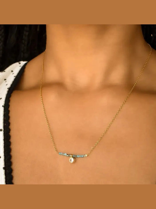 THE VINEYARD TURQUIOSE BEADED NECKLACE- gold