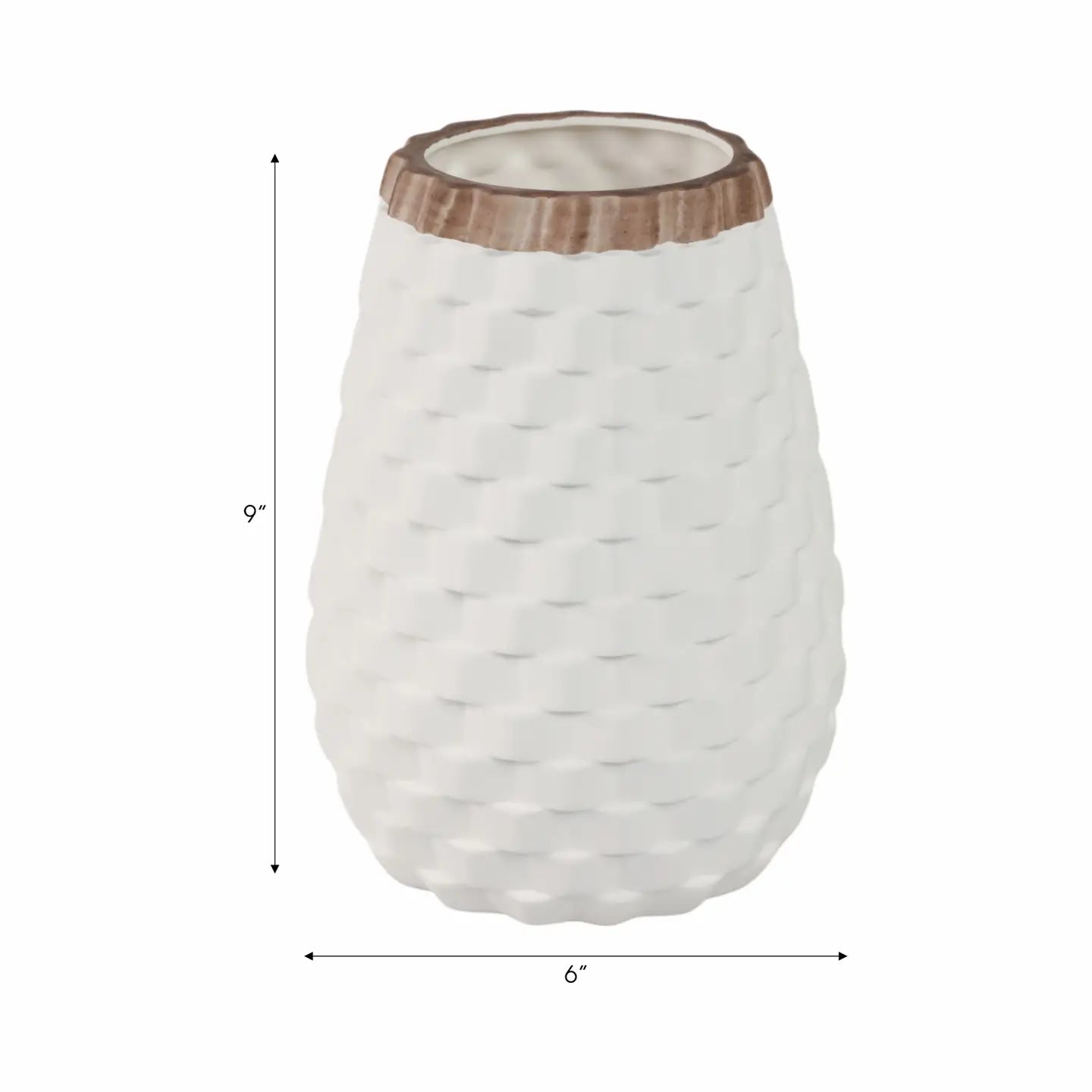 CERAMIC WHITE DIAMOND TEXTURED VASE
