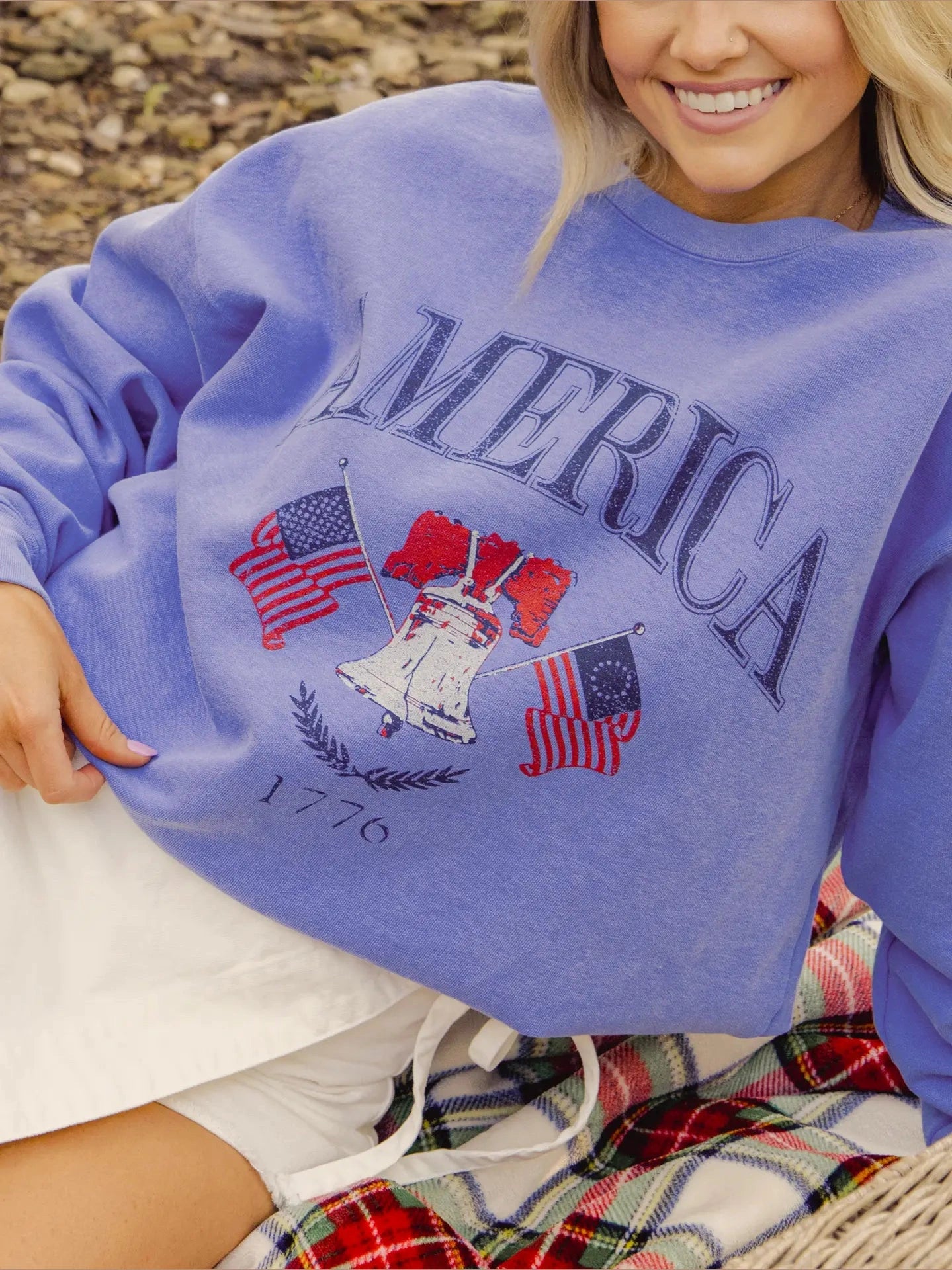 LIVY LU AMERICANA GRAPHIC SWEATSHIRT - blue