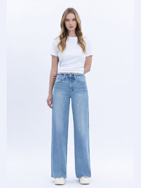 THE TAYLA(OLIVIA) WIDE LEG RAW HEM DENIM