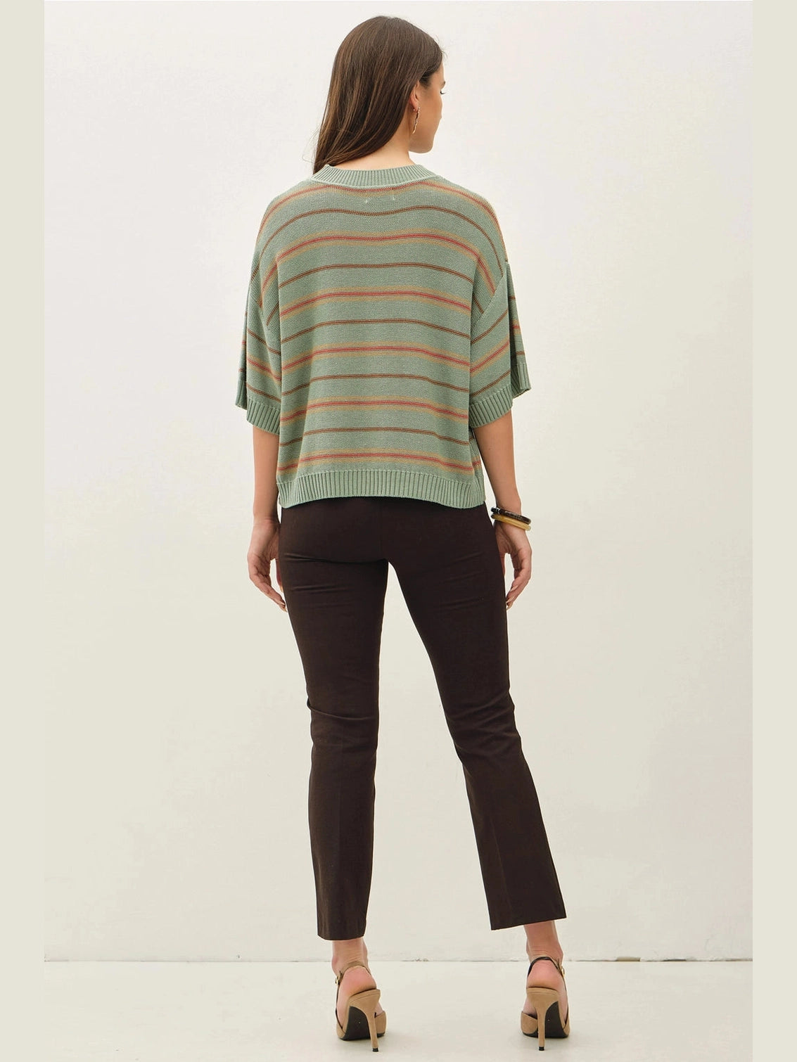 THE NOVA OVERSIZED STRIPED SWEATER - sage