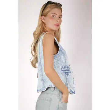 THE MADISYN ACID WASH DENIM VEST