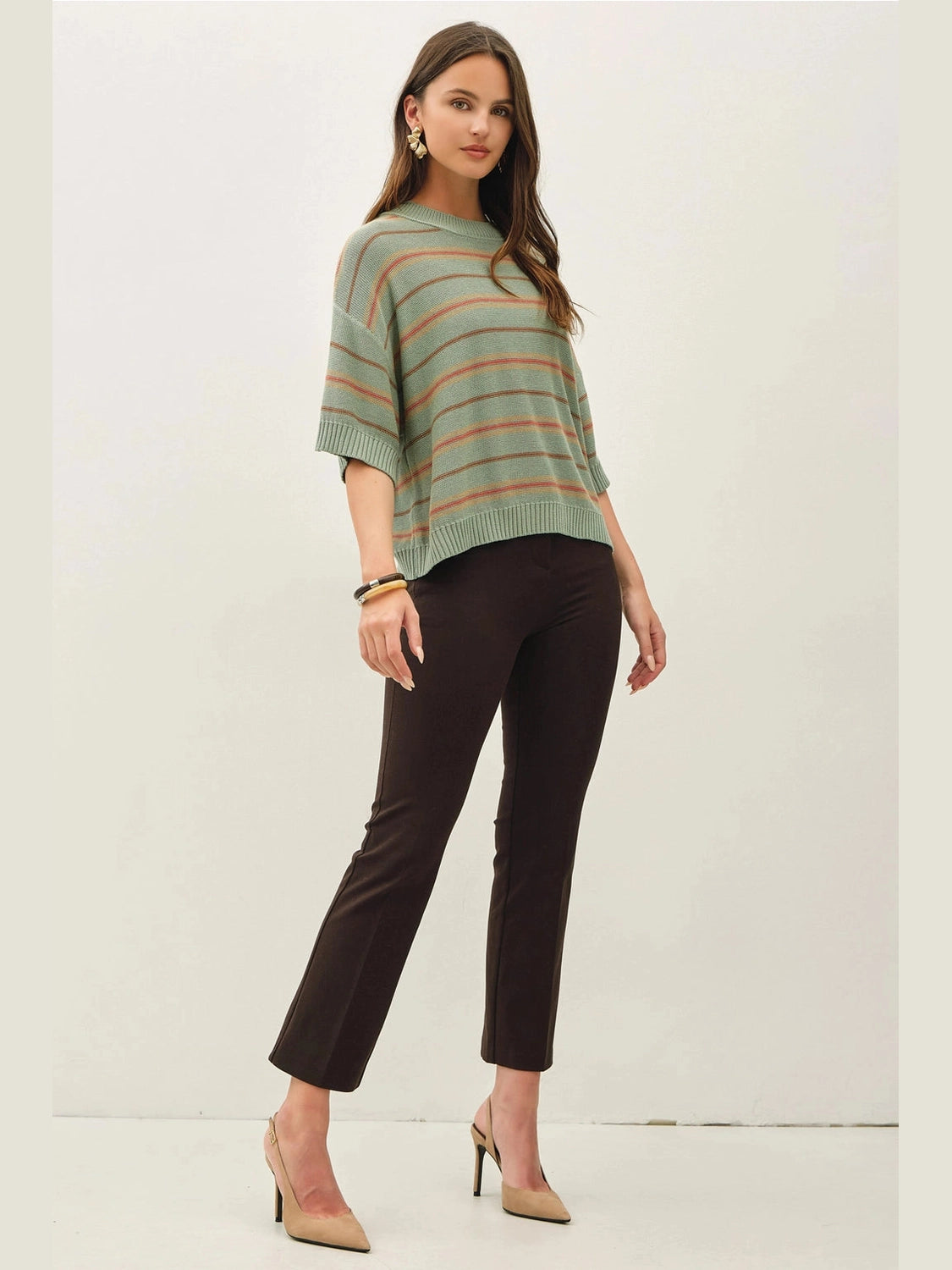 THE NOVA OVERSIZED STRIPED SWEATER - sage