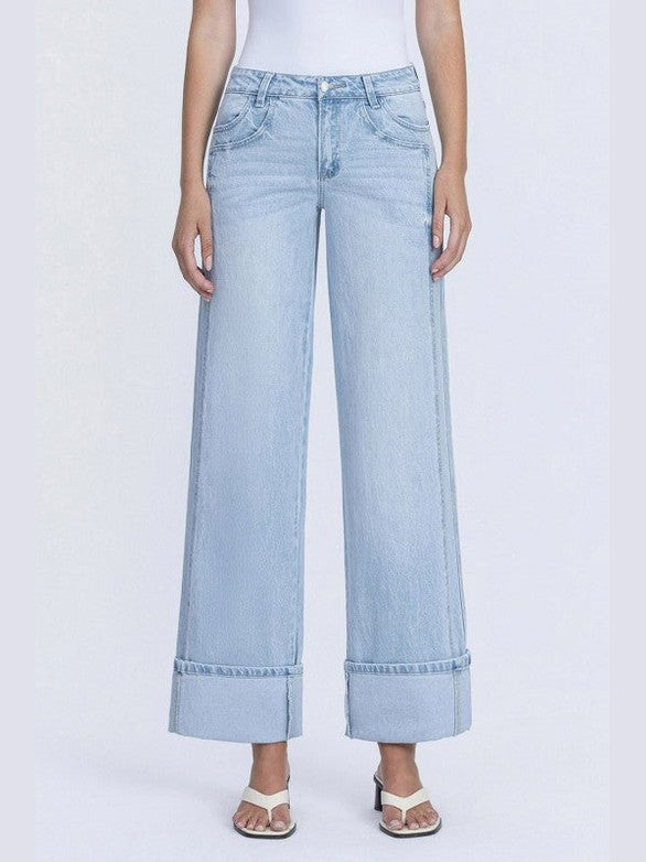 THE KRIS BAGGY WIDE LEG HI RISE DENIM