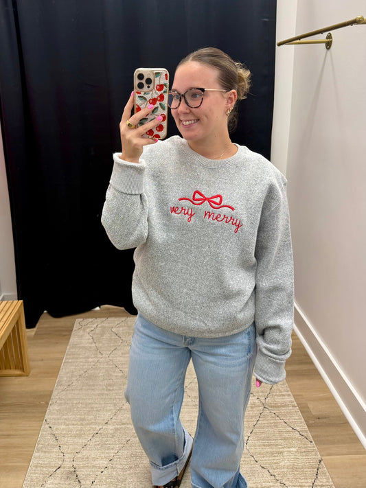 THE VERY MERRY KNIT EMBRODIERED SWEATSHIRT