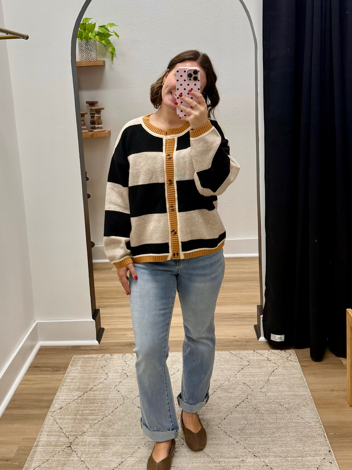THE LAYNI STRIPED CARDI SWEATER