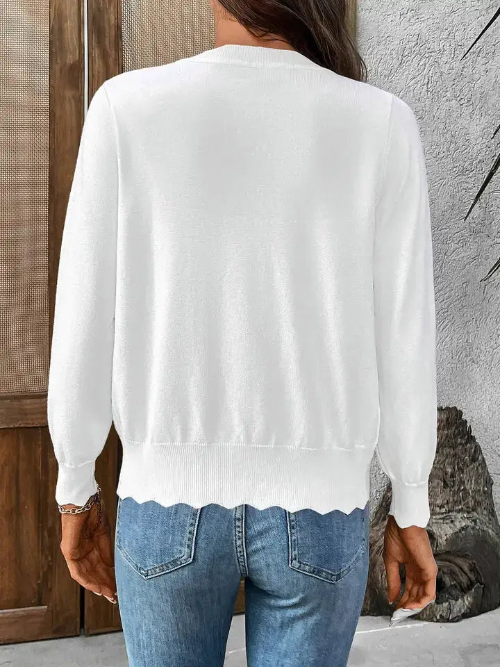 THE MARY SCALLOPED EDGE CARDIGANS - 3 colors