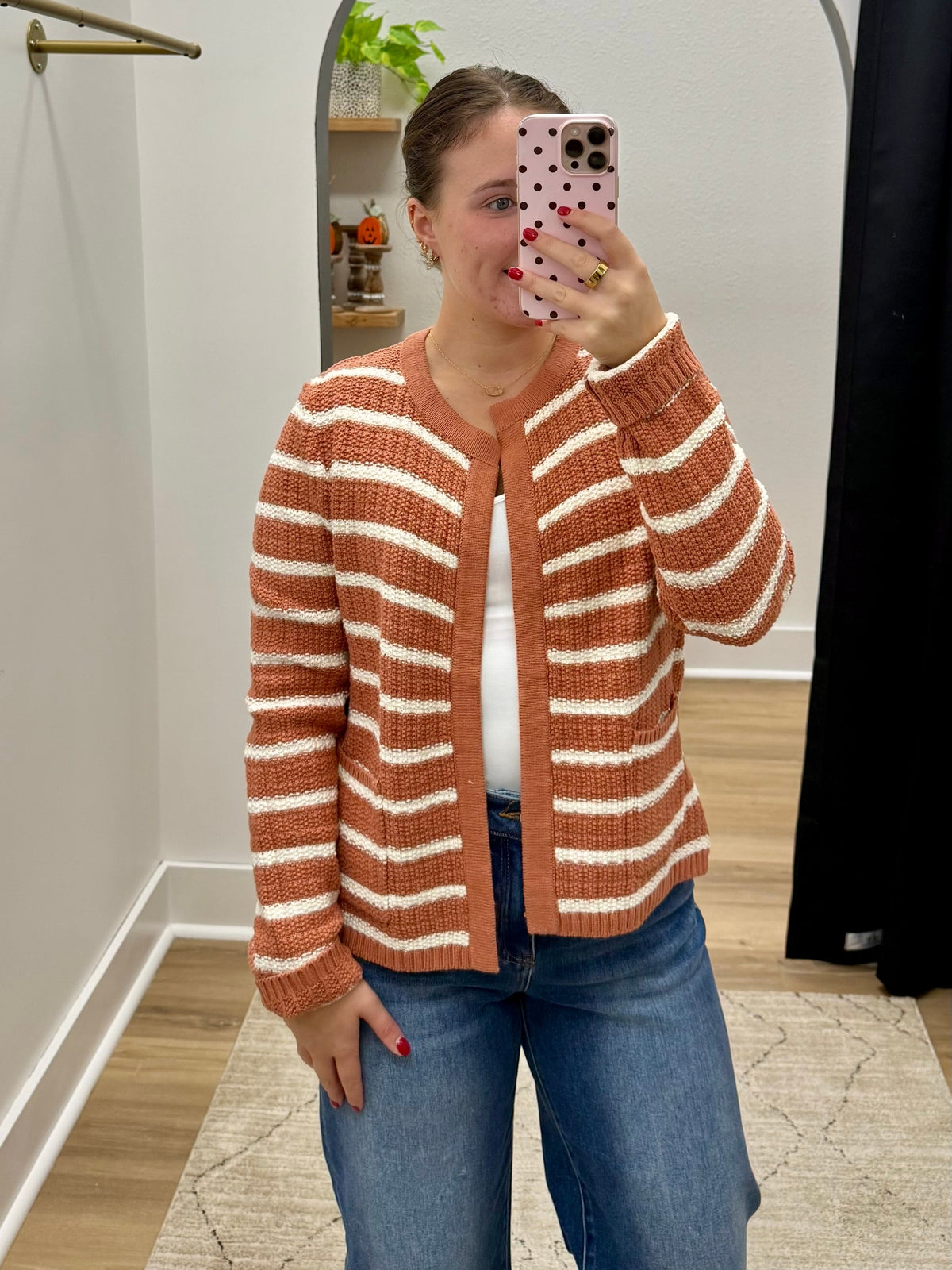 THE CARRIE KNIT OPEN CARDIGAN - terracotta
