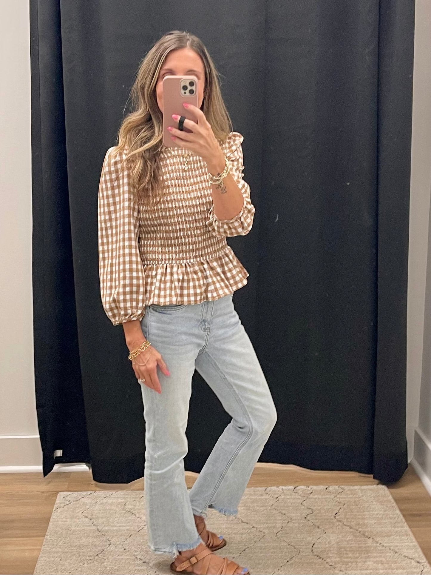THE TINA GINGHAM PEPLUM TOP