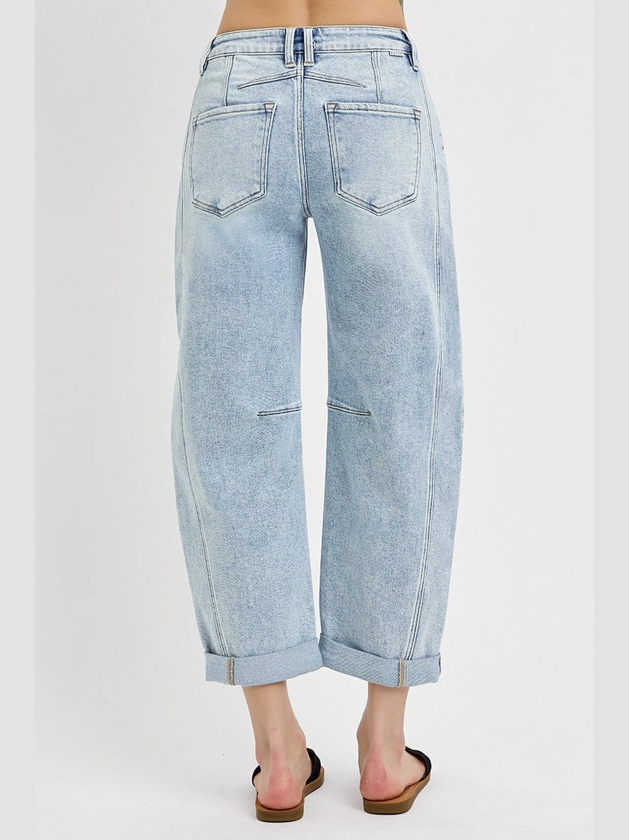 THE LEXY CROPPED BARREL LIGHT WASH DENIM