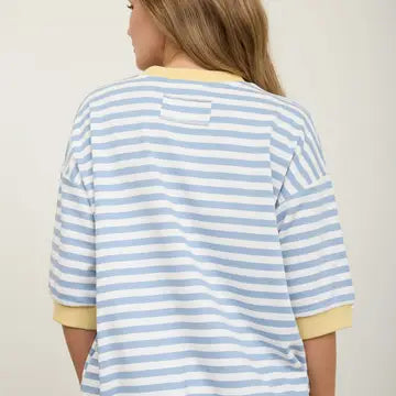 THE LINDSEY COLORBLOCK TRIM SHORT SLEEVE TOP