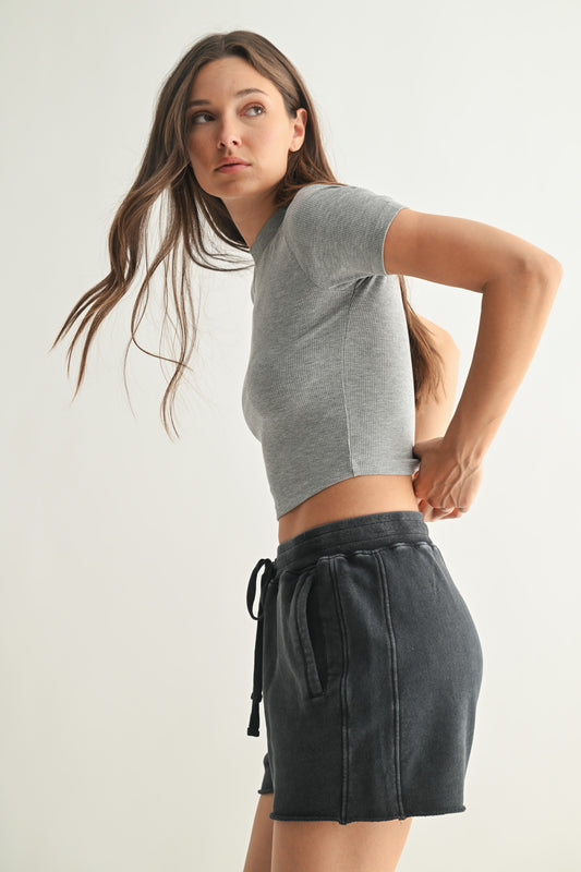 THE BAILEY MICRO RIBBED ATHLEISURE TEE - various colors