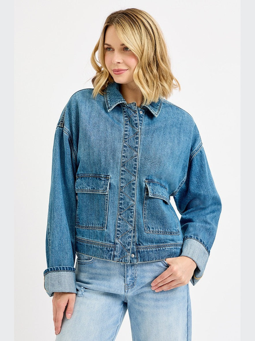 THE PAYTON OVERSIZED CARGO DENIM JACKET
