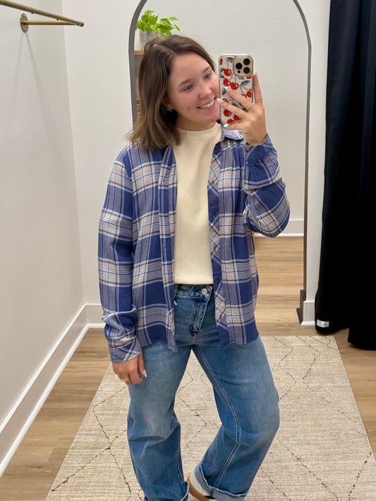THE DAPHNE PLAID SHIRT - lt indigo blue