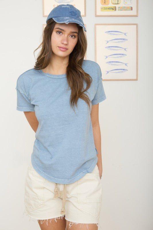 THE CATIE ROUND NECK EXPOSED SEAM TOPS