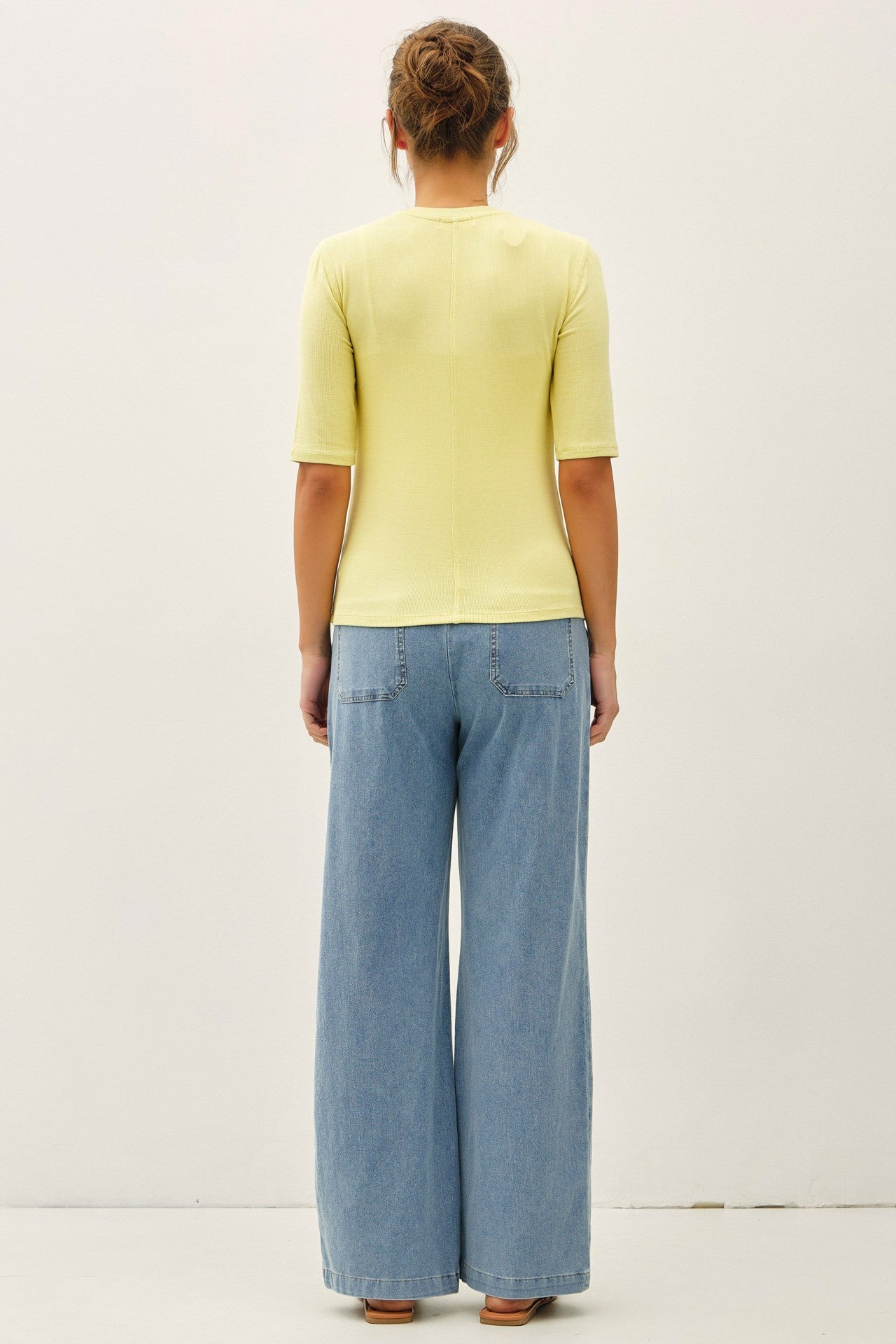 THE BAILEY WIDE LEG DENIM PANTS - med wash