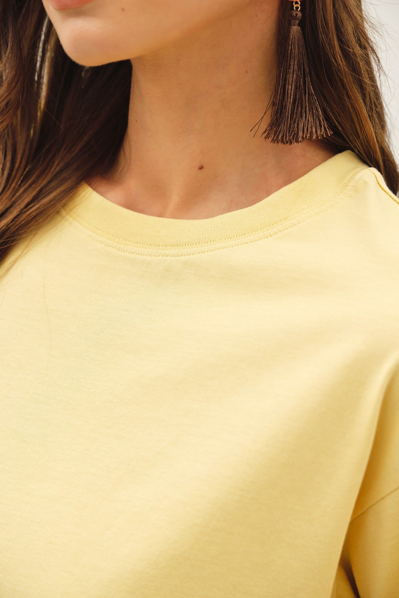 THE LAYLA COTTON JERSEY OVERSIZED TEE - butter yellow