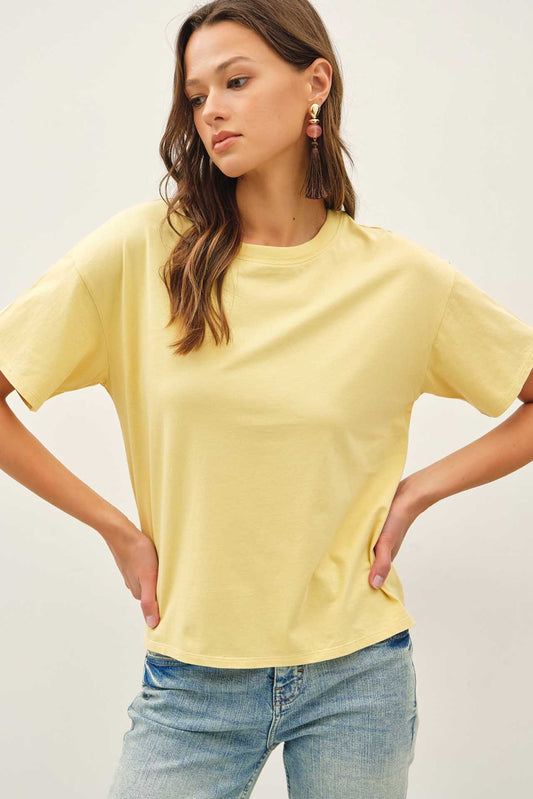 THE LAYLA COTTON JERSEY OVERSIZED TEE - butter yellow
