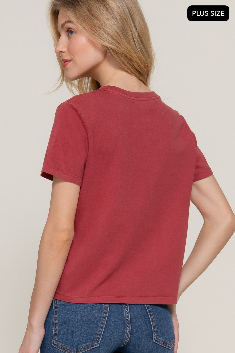 THE LAINEE BASIC COTTON JERSEY TEE - crimson