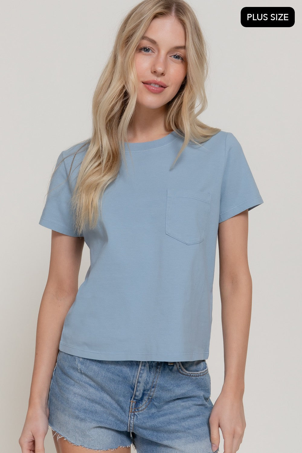 THE LAINEE BASIC COTTON JERSEY TEE - sky blue