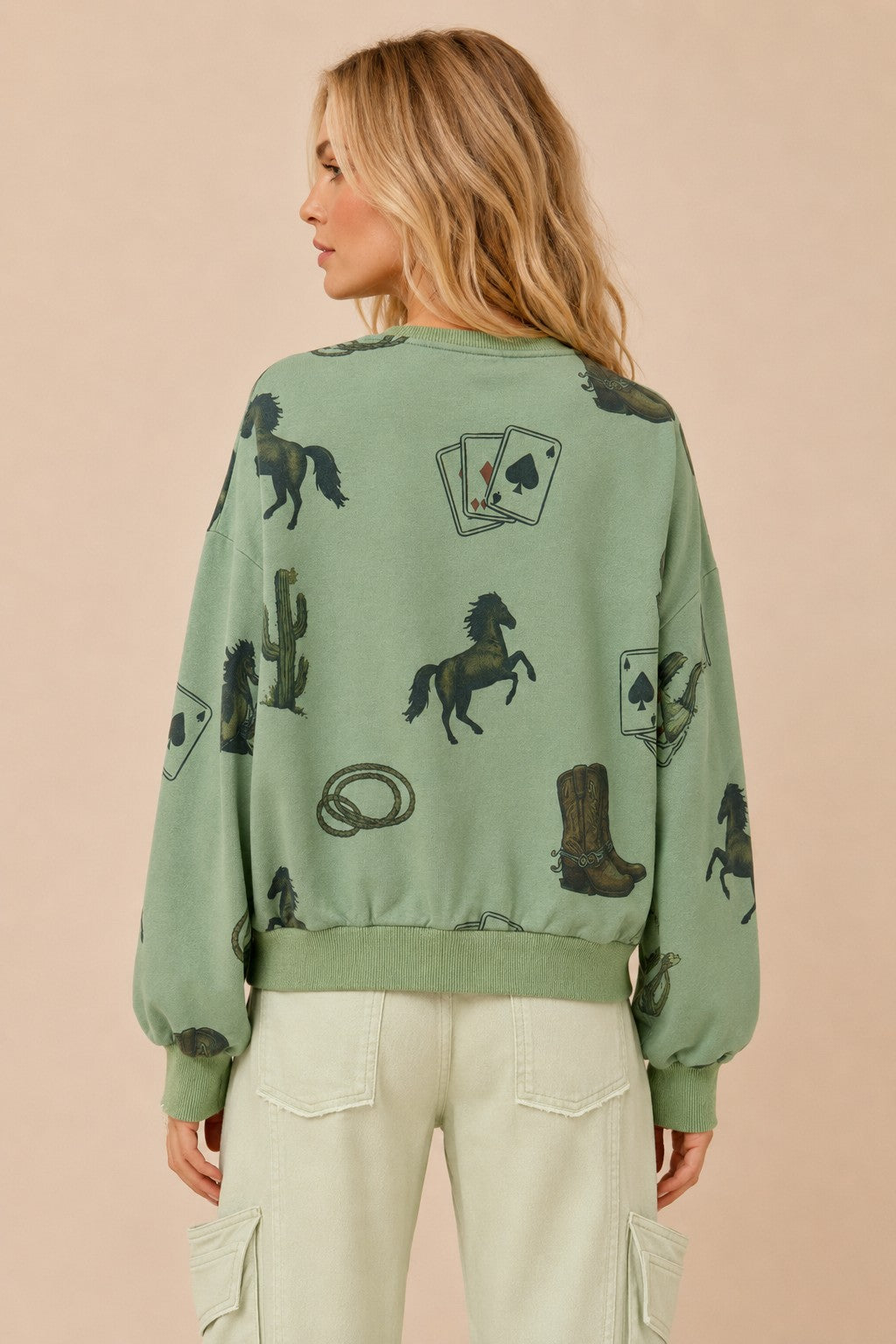 THE GIDDY UP GRAPHIC SWEATSHIRT - green