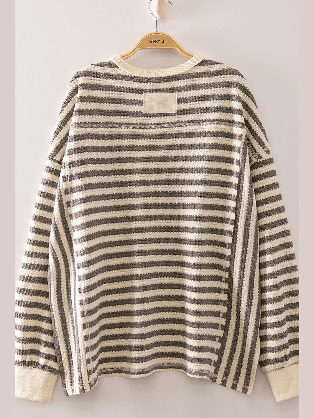 THE JO STRIPED WAFFFLE TOP