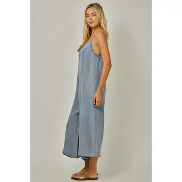 THE DONNA WASHED TENCEL JUMPSUIT  - lt denim