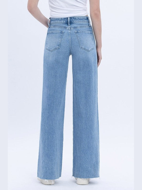 THE TAYLA(OLIVIA) WIDE LEG RAW HEM DENIM