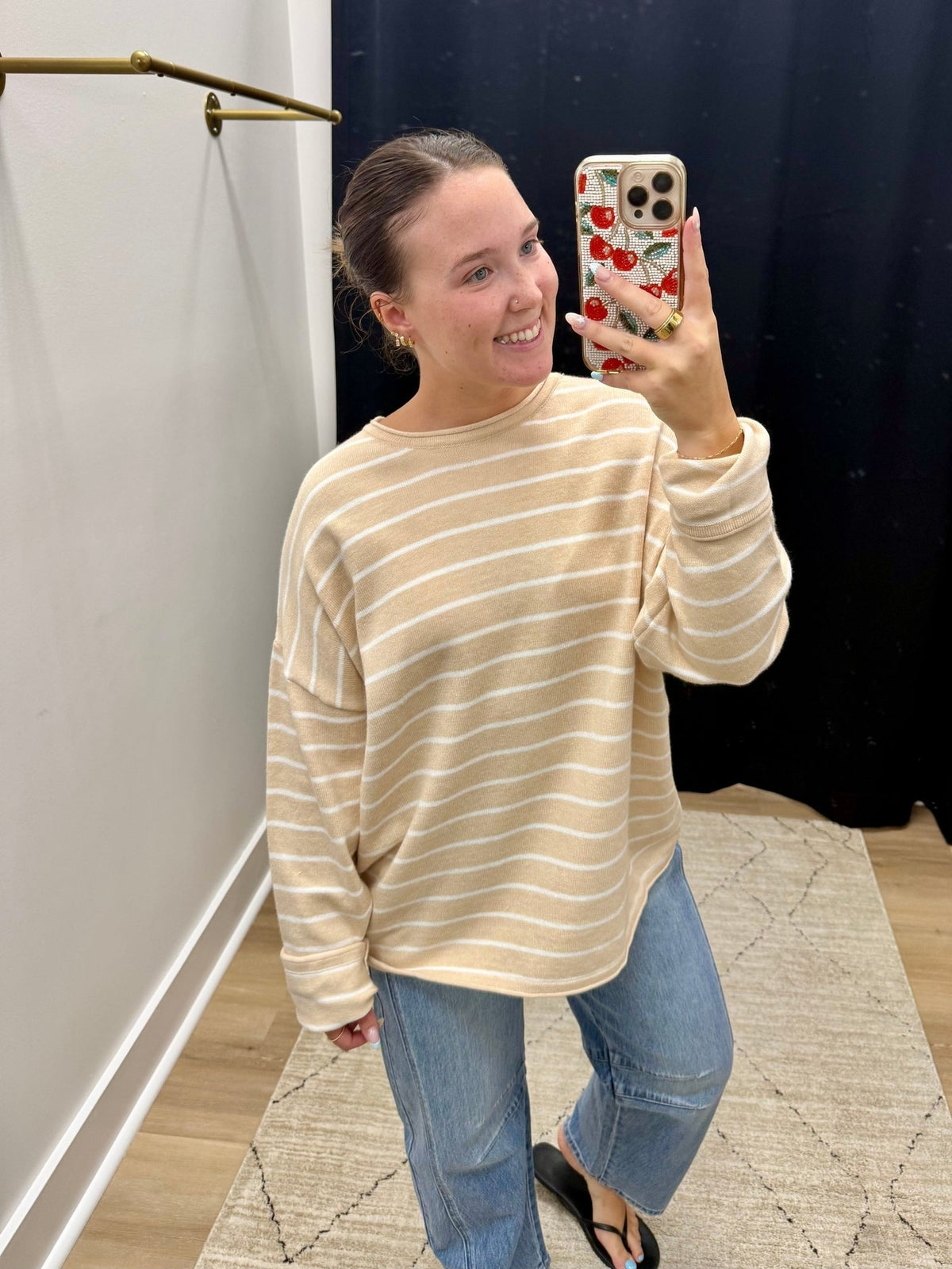 THE JORDAN OVERSIZED STRIPED SWEATER - oatmeal