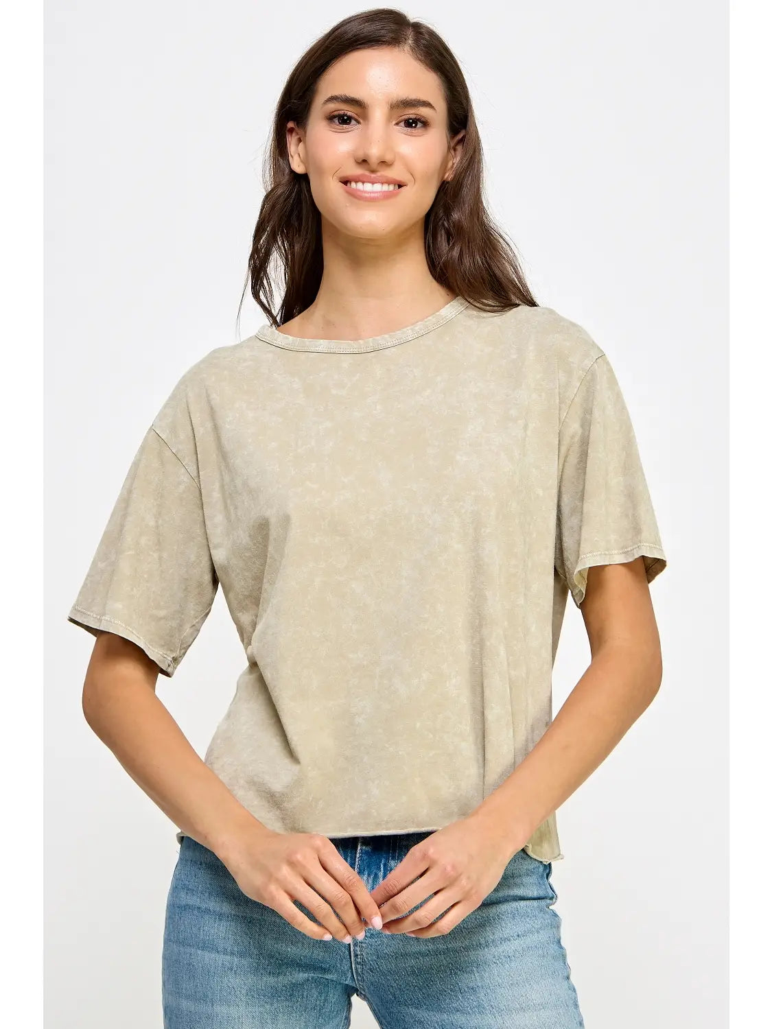 THE PENELOPE MINERAL WASH  TOP- vintage olive
