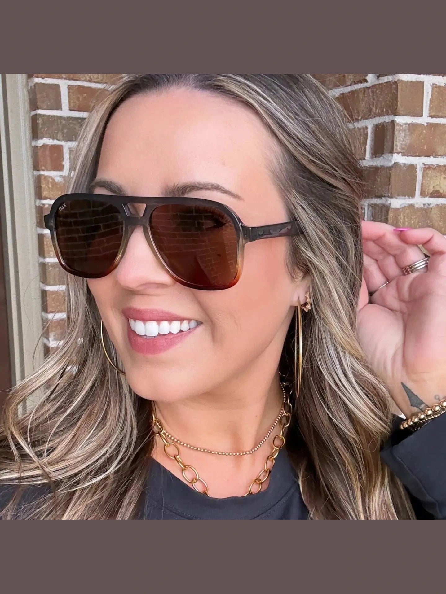 DAX CRUZ UNISEX AVIATOR POLARIZED SUNNIES - Grey gradient